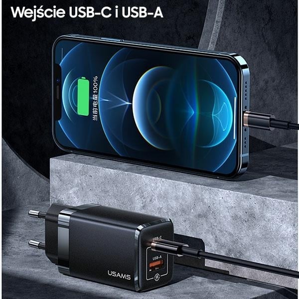 USAMS Φορτιστής δικτύου T41 USB-C+USB GaN 47W PD+QC (μόνο κεφαλή) Γρήγορη φόρτιση λευκό/white CC137TC02 (US-CC137) - Image 5