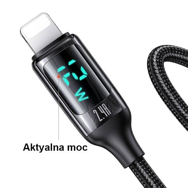 USAMS Καλώδιο πλεγμένο U78 lightning 1.2m LED 2.4A Γρήγορη φόρτιση ασημί μαύρο SJ543USB02 (US-SJ543) - Image 3
