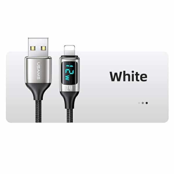USAMS Καλώδιο πλεγμένο U78 lightning 1.2m LED 2.4A Γρήγορη φόρτιση ασημί μαύρο SJ543USB02 (US-SJ543) - Image 6