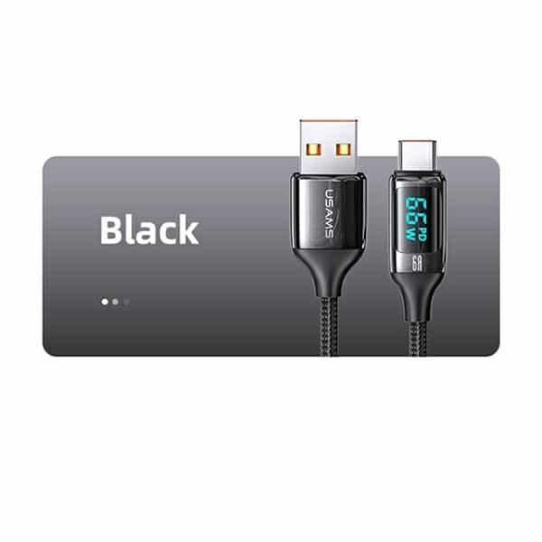 USAMS Καλώδιο πλεγμένο U78 USB-C 1.2m LED 6A Γρήγορη φόρτιση μαύρο - Image 7