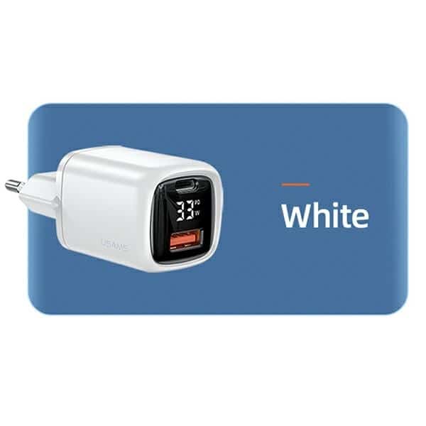 USAMS Φορτιστής δικτύου 1xUSB-C+1xUSB T46 33W (μόνο κεφαλή) PD3.0 +QC3.0 Γρήγορη φόρτιση λευκός - Image 2