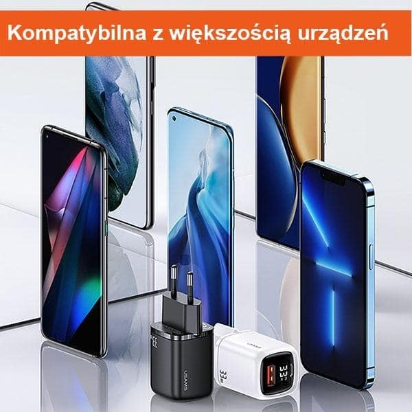 USAMS Φορτιστής δικτύου 1xUSB-C+1xUSB T46 33W (μόνο κεφαλή) PD3.0 +QC3.0 Γρήγορη φόρτιση λευκός - Image 5