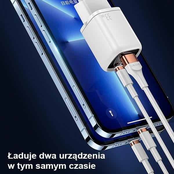 USAMS Φορτιστής δικτύου 1xUSB-C+1xUSB T46 33W (μόνο κεφαλή) PD3.0 +QC3.0 Γρήγορη φόρτιση μαύρος - Image 3
