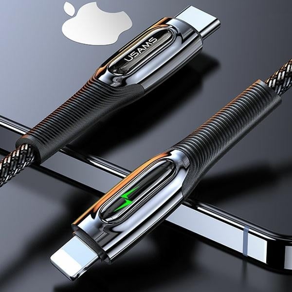 USAMS Καλώδιο USB-C σε Lightning Smart Power-off 20W PD 1.2m μαύρο - Image 8