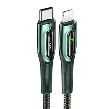 USAMS Καλώδιο USB-C σε Lightning Smart Power-off 20W PD 1.2m σκούρο πράσινο