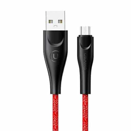 USAMS Καλώδιο πλεγμένο U41 microUSB 2m 2A κόκκινο