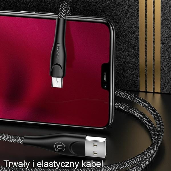 USAMS Καλώδιο πλεγμένο U41 microUSB 2m 2A κόκκινο - Image 2