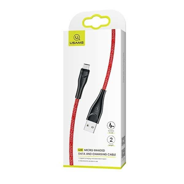 USAMS Καλώδιο πλεγμένο U41 microUSB 2m 2A κόκκινο - Image 8