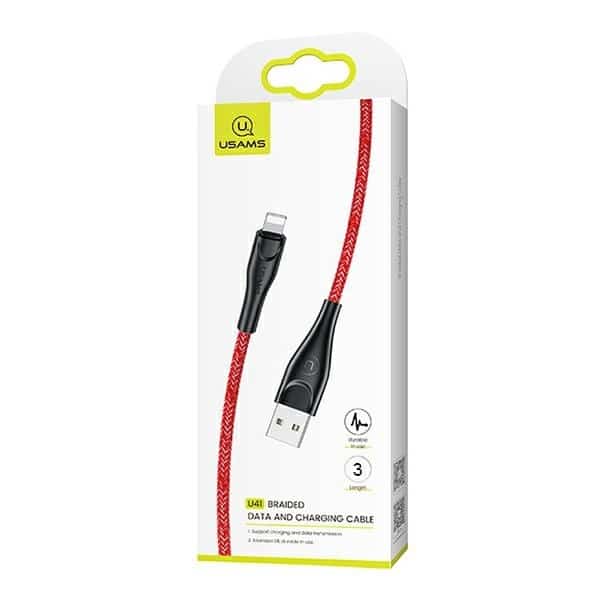 USAMS Καλώδιο πλεγμένο U41 lightning 3m 2A κόκκινο/red - Image 8