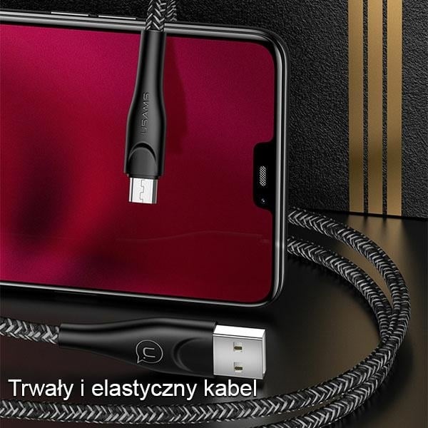 USAMS Καλώδιο πλεγμένο U41 microUSB 3m 2A κόκκινο - Image 2