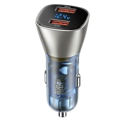 USAMS Φορτιστής αυτοκινήτου C29 45W 2xUSB-A Γρήγορη φόρτιση ανοιχτό χρυσό