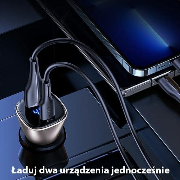 USAMS Φορτιστής αυτοκινήτου C29 45W 2xUSB-A Γρήγορη φόρτιση ανοιχτό χρυσό - Image 4