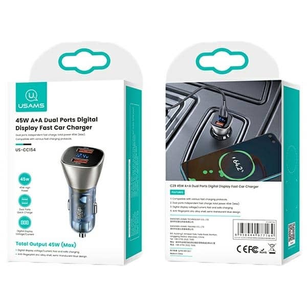 USAMS Φορτιστής αυτοκινήτου C29 45W 2xUSB-A Γρήγορη φόρτιση ανοιχτό χρυσό - Image 5