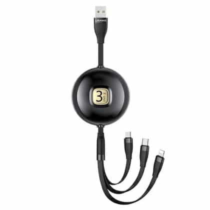 USAMS Καλώδιο U69 3w1 1m μαύρο (lightning/microUSB/USB-C) SJ508USB01 (US-SJ508)