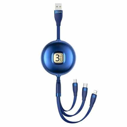 USAMS Καλώδιο U69 3w1 1μ μπλε (lightning/microUSB/USB-C) SJ508USB02 (US-SJ508)