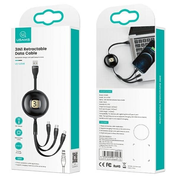 USAMS Καλώδιο U69 3w1 1μ μπλε (lightning/microUSB/USB-C) SJ508USB02 (US-SJ508) - Image 7