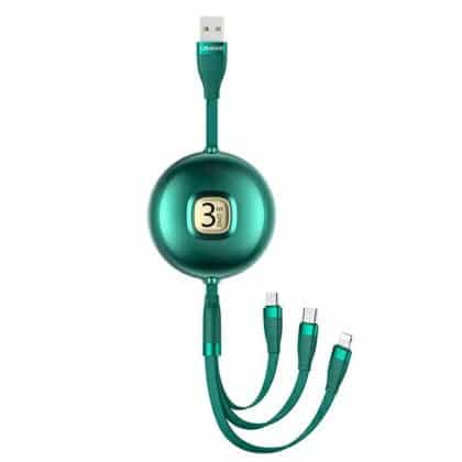 USAMS Καλώδιο U69 3w1 1μ πράσινο/green (lightning/microUSB/USB-C) SJ508USB03 (US-SJ508)