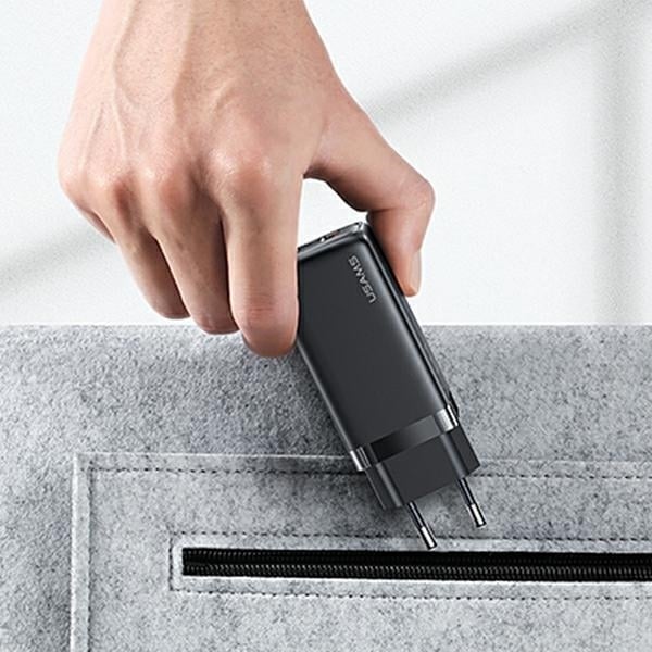 USAMS Φορτιστής δικτύου 1xUSB-C+1xUSB T47 65W (μόνο κεφαλή) PD Γρήγορη φόρτιση Super Si μαύρος - Image 3