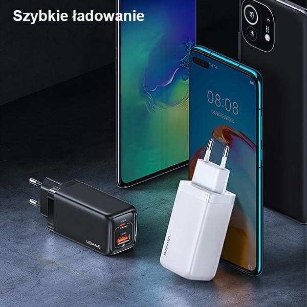 USAMS Φορτιστής δικτύου 1xUSB-C+1xUSB T47 65W (μόνο κεφαλή) PD Γρήγορη φόρτιση Super Si μαύρος - Image 5