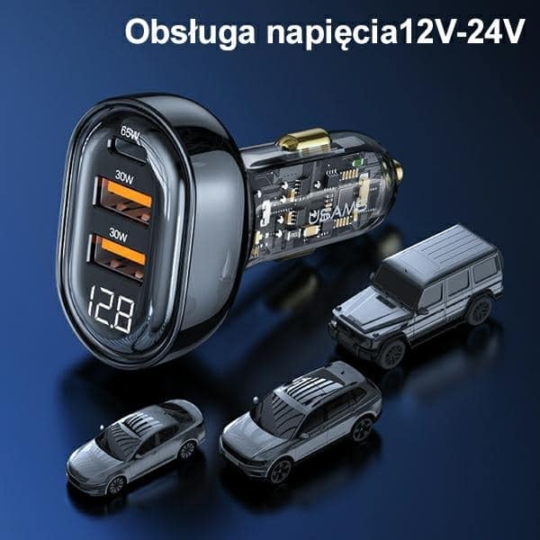USAMS Φορτιστής αυτοκινήτου 2xUSB+1xUSB-C 125W Γρήγορη φόρτιση διαφανές μπλε CC158CC02 (US-CC158) - Image 12