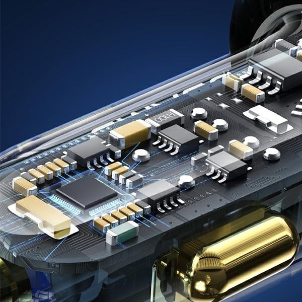 USAMS Φορτιστής αυτοκινήτου 2xUSB+1xUSB-C 125W Γρήγορη φόρτιση διαφανές μπλε CC158CC02 (US-CC158) - Image 5