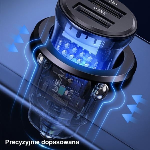 USAMS Φορτιστής αυτοκινήτου C31 3A 2xUSB-A Γρήγορη φόρτιση μπλε - Image 9