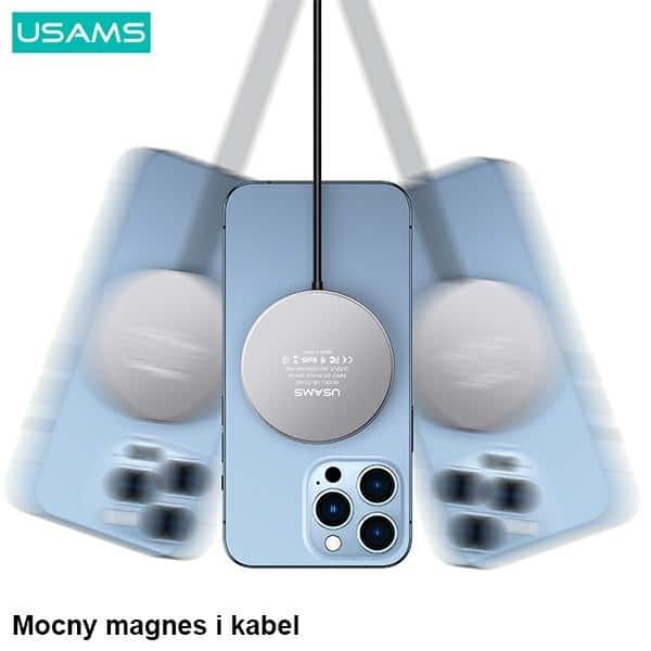 USAMS ασύρματη φόρτιση US-CD183 μαγνητική 15W αλουμίνιο μαύρο - Image 4