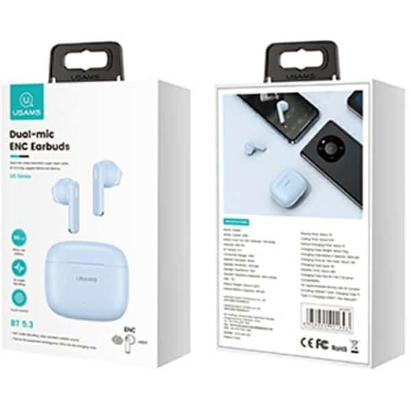 USAMS Ακουστικά Bluetooth 5.3 TWS US14 Series Διπλό μικρόφωνο ασύρματα μπλε - Image 11