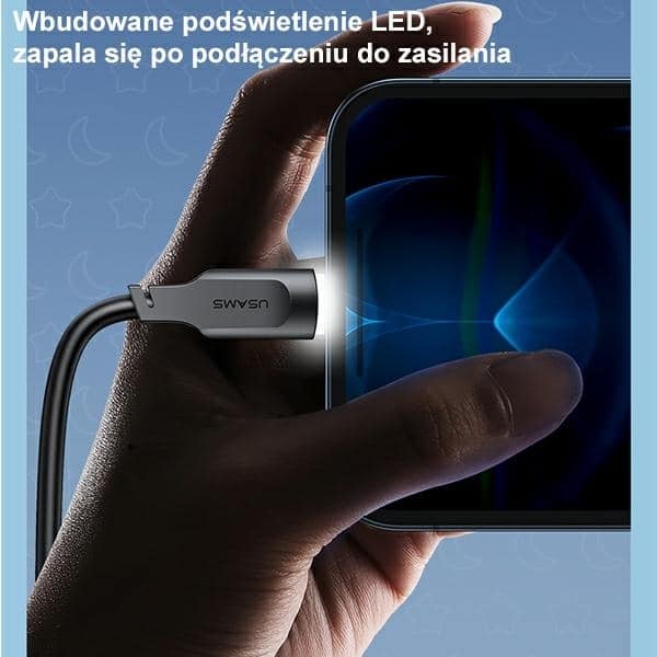 USAMS Καλώδιο lightning 2,4A 1,2m Γρήγορη φόρτιση Lithe Series μαύρο - Image 4