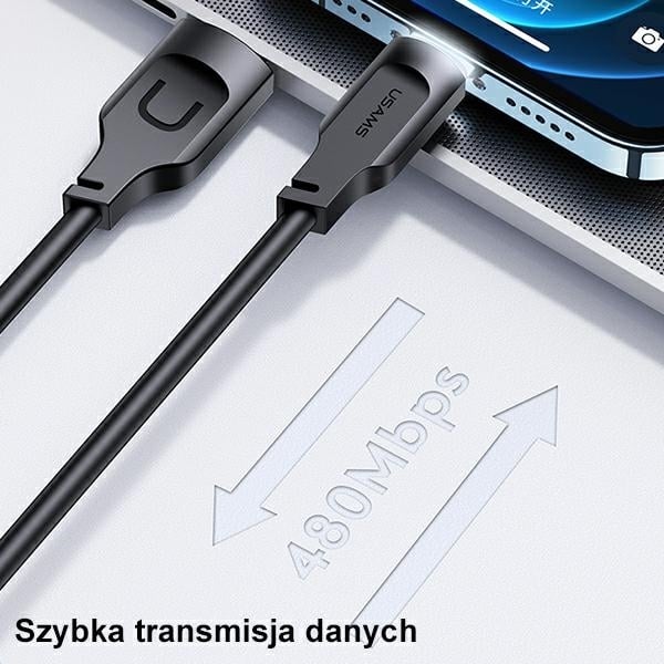 USAMS Καλώδιο lightning 2,4A 1,2m Γρήγορη φόρτιση Lithe Series μαύρο - Image 8