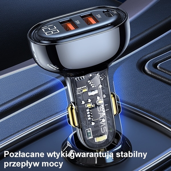 USAMS Φορτιστής αυτοκινήτου 2xUSB+1xUSB-C 80W Γρήγορη φόρτιση μαύρος - Image 9