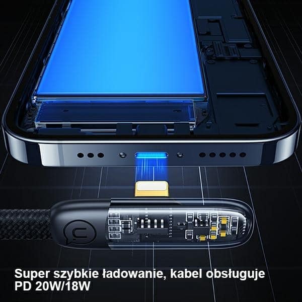 USAMS Καλώδιο γωνίας USB-C σε Lightning PD 20W Γρήγορη Φόρτιση Iceflake Series 1,2m λευκό - Image 6