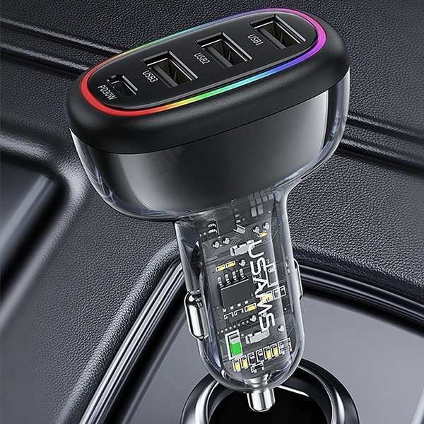 USAMS Φορτιστής αυτοκινήτου 1xUSB-C 3xUSB-A C34 48W 3A+C PD Γρήγορη φόρτιση μαύρος - Image 2