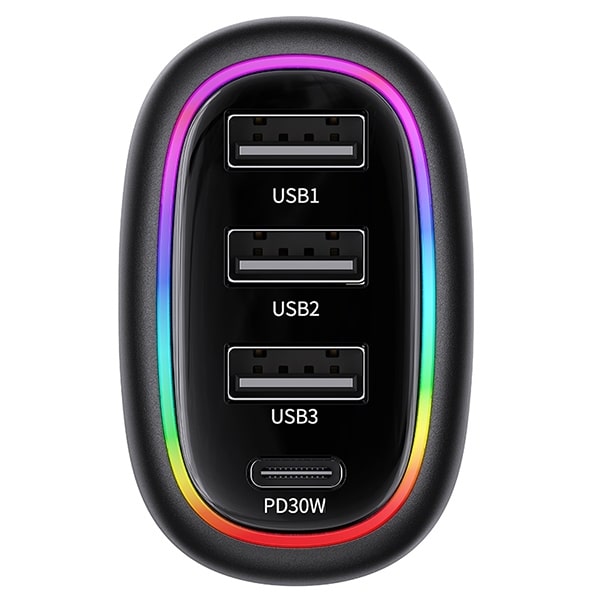 USAMS Φορτιστής αυτοκινήτου 1xUSB-C 3xUSB-A C34 48W 3A+C PD Γρήγορη φόρτιση μαύρος - Image 3