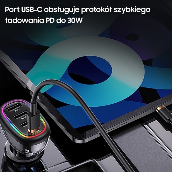 USAMS Φορτιστής αυτοκινήτου 1xUSB-C 3xUSB-A C34 48W 3A+C PD Γρήγορη φόρτιση μαύρος - Image 4