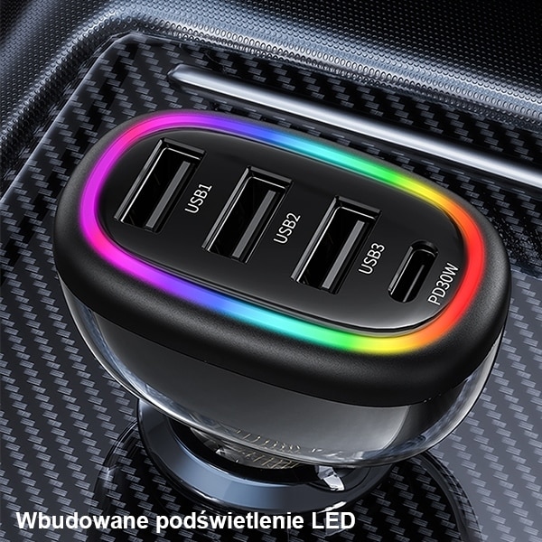 USAMS Φορτιστής αυτοκινήτου 1xUSB-C 3xUSB-A C34 48W 3A+C PD Γρήγορη φόρτιση μαύρος - Image 6