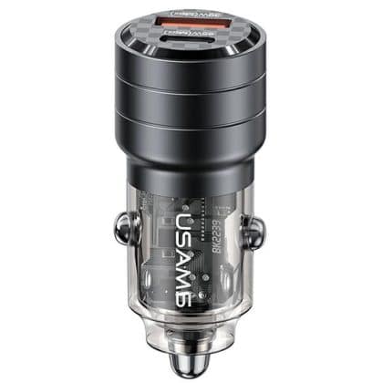 USAMS Φορτιστής αυτοκινήτου C36 USB+USB-C 95W Γρήγορη φόρτιση μαύρος/black CC176CC01 (US-CC176)