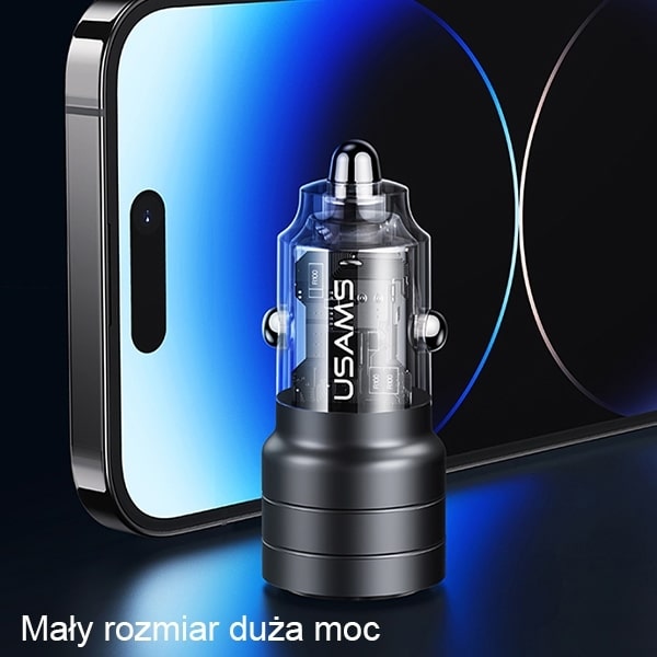 USAMS Φορτιστής αυτοκινήτου C36 USB+USB-C 95W Γρήγορη φόρτιση μαύρος/black CC176CC01 (US-CC176) - Image 3