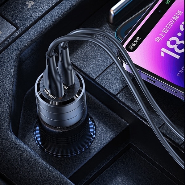 USAMS Φορτιστής αυτοκινήτου C36 USB+USB-C 95W Γρήγορη φόρτιση μαύρος/black CC176CC01 (US-CC176) - Image 7