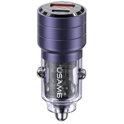 USAMS Φορτιστής αυτοκινήτου C36 USB+USB-C 95W Γρήγορη φόρτιση μωβ/purple CC176CC02 (US-CC176)