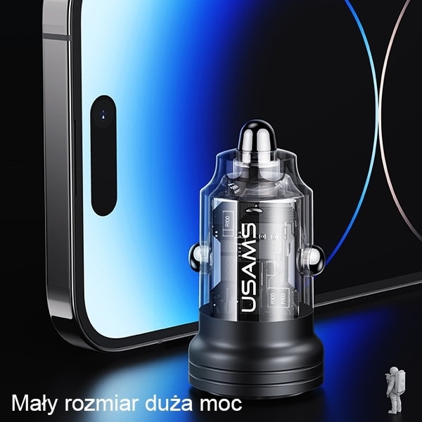 USAMS Φορτιστής αυτοκινήτου C35 USB+USB-C 45W Γρήγορη φόρτιση μωβ - Image 4