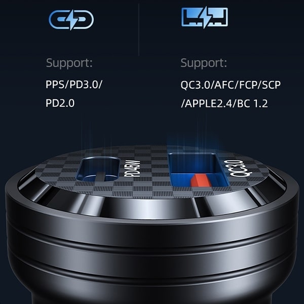 USAMS Φορτιστής αυτοκινήτου C35 USB+USB-C 45W Γρήγορη φόρτιση μωβ - Image 6