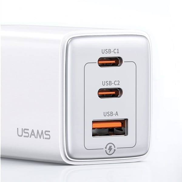 USAMS Φορτιστής δικτύου 2xUSB-C+1xUSB 65W (μόνο κεφαλή) GaN PD3.0 +QC3.0 Γρήγορη φόρτιση μπλε/gradient blue Sandru Series CC180TC04 (US-CC180) - Image 3