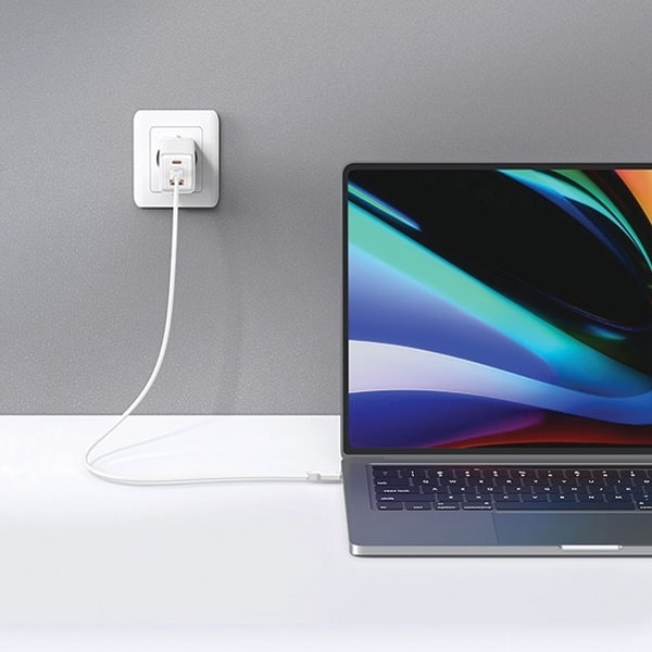 USAMS Φορτιστής δικτύου 2xUSB-C+1xUSB 65W (μόνο κεφαλή) GaN PD3.0 +QC3.0 Γρήγορη φόρτιση μπλε/gradient blue Sandru Series CC180TC04 (US-CC180) - Image 5