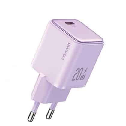 USAMS Φορτιστής δικτύου 1xUSB-C PD20W (μόνο κεφαλή) PD3.0 Γρήγορη φόρτιση μωβ X-ron Series CC183TC03 (US-CC183)