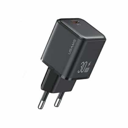 USAMS Φορτιστής δικτύου 1xUSB-C PD30W 3A (μόνο κεφαλή) PD3.0 Γρήγορη φόρτιση μαύρος/black X-ron Series CC186TC01 (US-CC186)