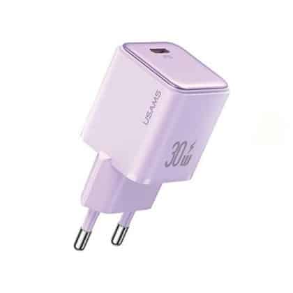 USAMS Φορτιστής δικτύου 1xUSB-C PD30W 3A (μόνο κεφαλή) PD3.0 Γρήγορη φόρτιση μωβ X-ron Series CC186TC03 (US-CC186)