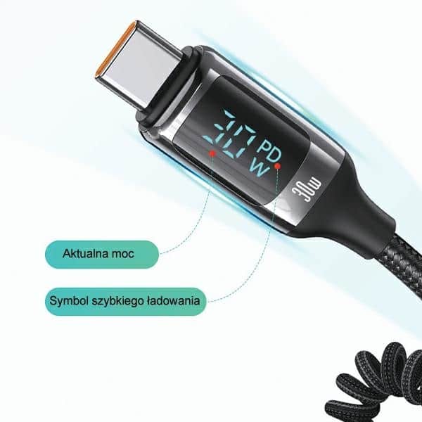USAMS Φορτιστής αυτοκινήτου C37 1xUSB+1xUSB-C 60W + καλώδιο USB-C 30W PD+QC Γρήγορη φόρτιση μαύρο - Image 6
