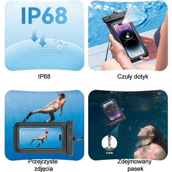 USAMS αδιάβροχη θήκη 6.7" IP68 διαφανής FSD1203 (US-YD012) - Image 2