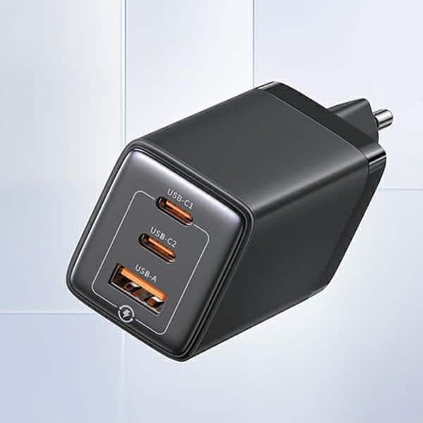 USAMS Φορτιστής δικτύου 2xUSB-C+1xUSB 65W (μόνο κεφαλή) GaN PD3.0 +QC3.0 Γρήγορη φόρτιση μαύρος - Image 2